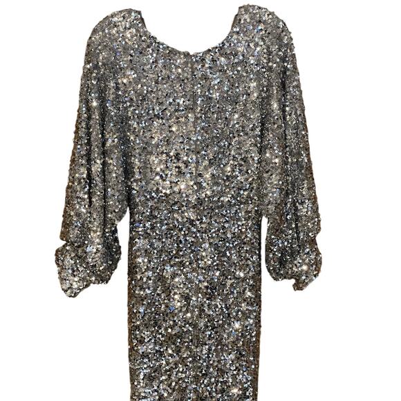 Sachin + Babi Size 2 NWD Sequin Gabby Glitter Long Sleeve V Neck Gown NWT Flaw - Picture 7 of 11